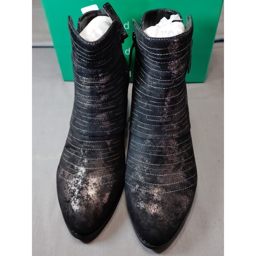 NEW David Tate Bellview Women's 11WW‎ Black Antique Suede Dual Zip Ankle Boots